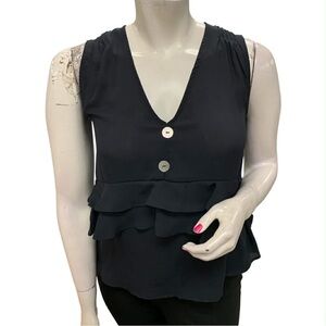 Dex Black Sleeveless Ruffle Top Size L